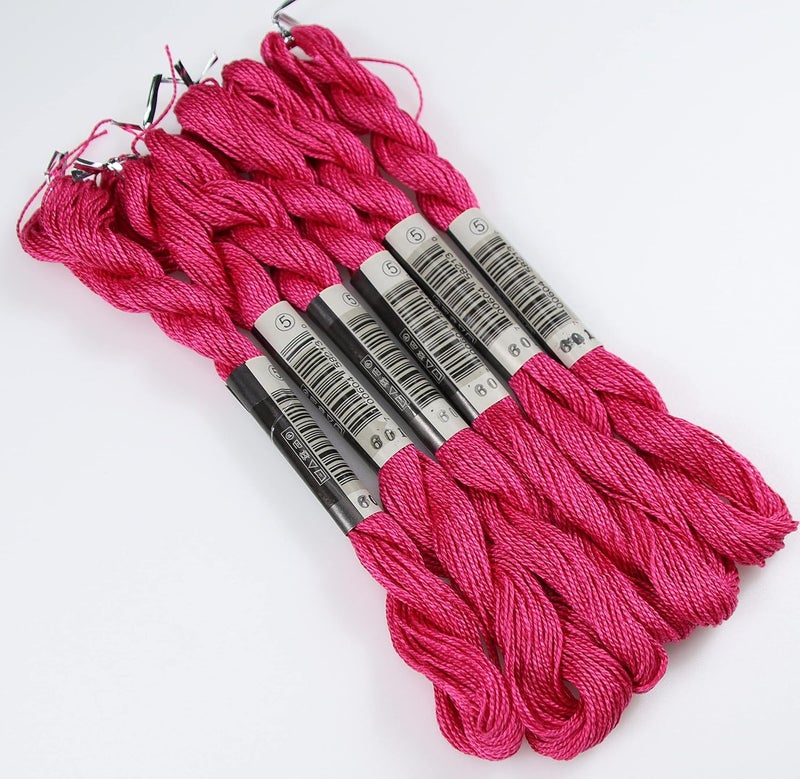 KCS 25 M/Skein Mercerized Pearl Cotton Crochet Needlepoint Thread,Size 5,6 skeins,Cranberry dk - Image 3
